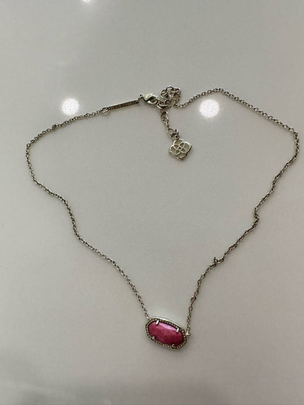 Kendra Scott Necklace with Pink Glass Stone Pendant - Elegant Women's Jewelry